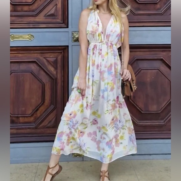 NWT - Zara Women’s Floral Print Chiffon Maxi Dress - Size L - Picture 3 of 13